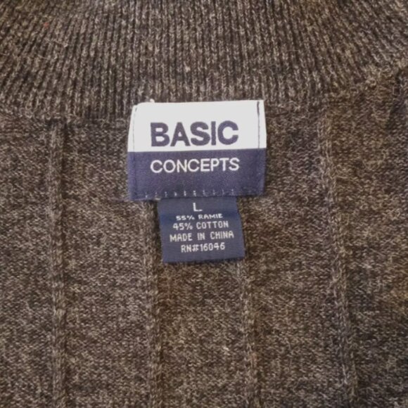 Men's Sweater Size Large Charcoal Gray  Pullover Mock Neck Ribbed - Picture 7 of 12